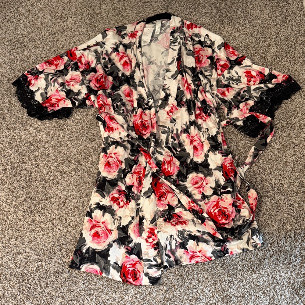 Cacique Rose Print Wrap - Pink and Black